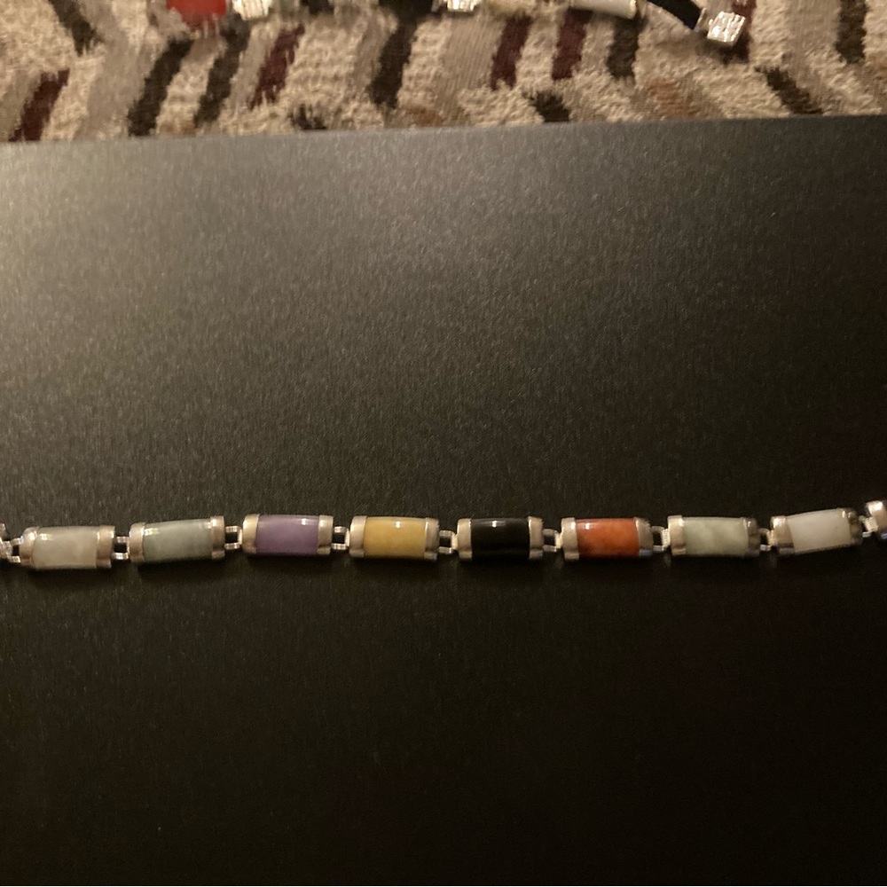 COPY - Multicolor jade Stone Bracelet and sterling silver